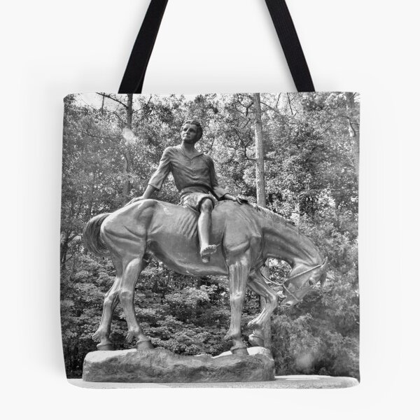 Item preview, The Boy Of The Waxhaws Statue At Andrew Jackson State Park South Carolina Black And White designed and sold by LisaWootenPhoto.