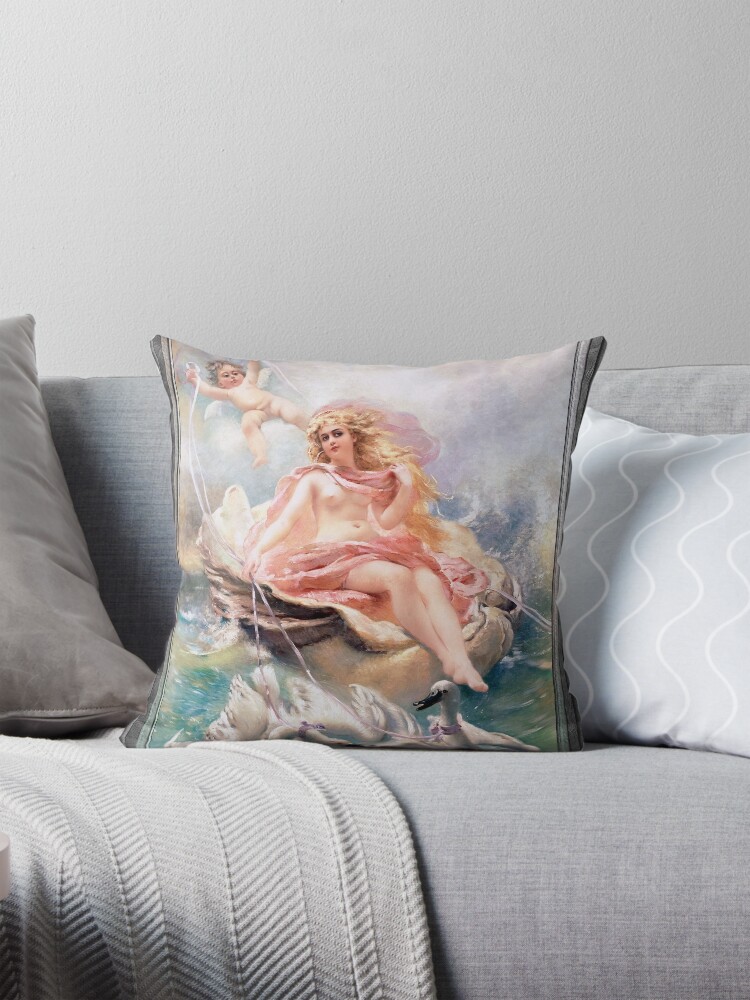 Goddess of Water by Konstantin Makovsky Fine Art Xzendor7 Old Masters Reproductions Decorative Art Print Throw Pillow