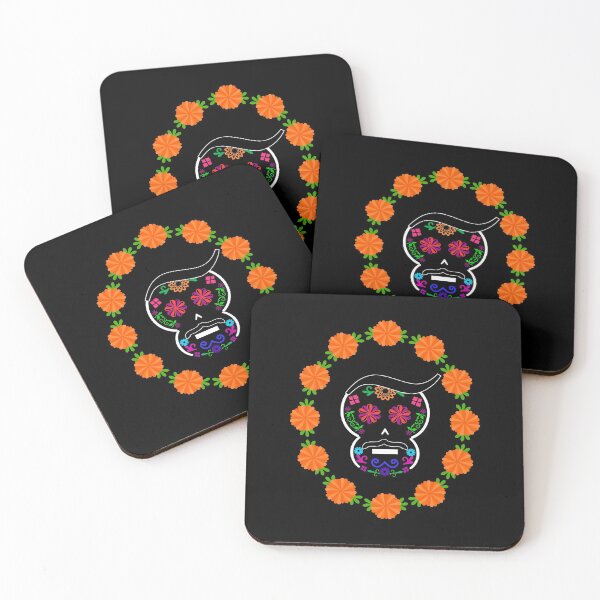 Item preview, Mexican Calaverita (Skull) with Mustache (Dark BG) designed and sold by mixMixtli.