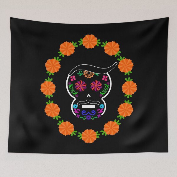 Item preview, Mexican Calaverita (Skull) with Mustache (Dark BG) designed and sold by mixMixtli.