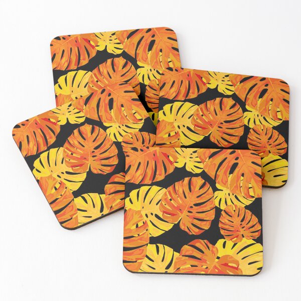 Item preview, Orange-Tangerine And Yellow Monstera Palm Leaves Pattern designed and sold by DEC02.