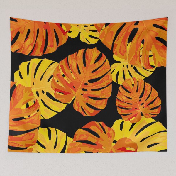 Item preview, Orange-Tangerine And Yellow Monstera Palm Leaves Pattern designed and sold by DEC02.