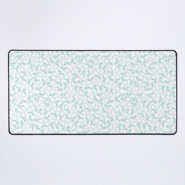 Finger Heart Turquoise on White Desk Mat