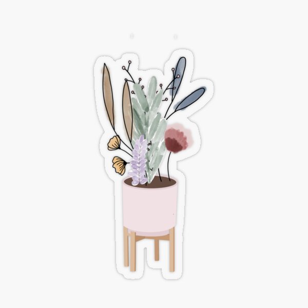 Flower pot, tiny planter, kiss cut, cute little stickers  Sticker