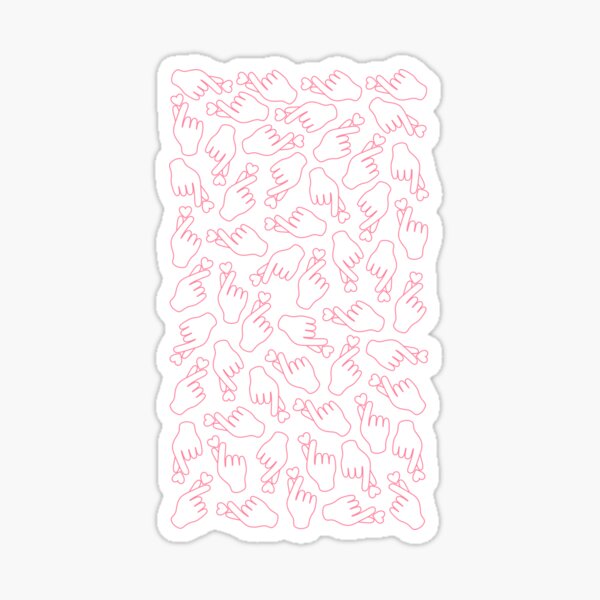 Finger Heart Pink on White Sticker