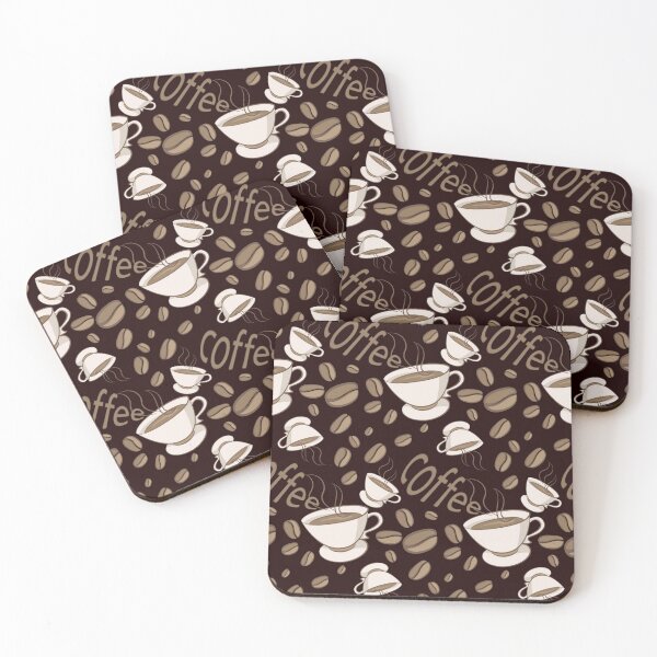 Item preview, Pattern of coffee beans on black background designed and sold by ChuckyStore79.
