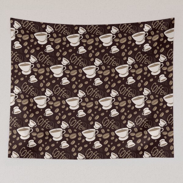 Item preview, Pattern of coffee beans on black background designed and sold by ChuckyStore79.