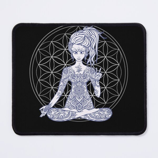 Item preview, Flower of Life Mandala with Yoga Tattoo Henna Girl designed and sold by IrisBender.