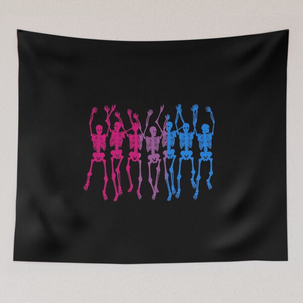 Item preview, Halloween Bi Flag Skeletons. Bisexual Pride designed and sold by Subtle Pride Shop.