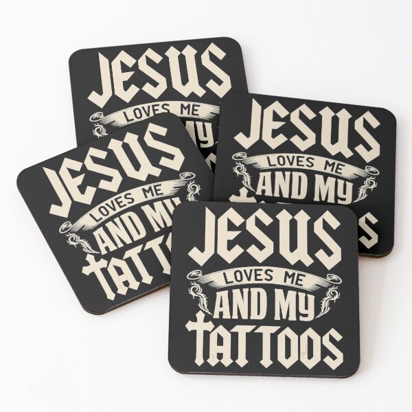 Item preview, Jesus Loves Me And My Tattoos Inked Tattoo Design designed and sold by IrisBender.