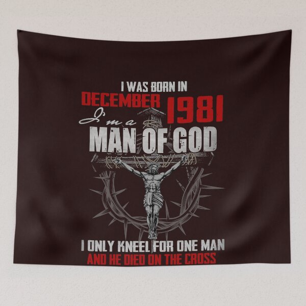 Item preview, 1981_DECEMBER GUY I'M A MAN OF GOD I ONLY KNEEL FOR ONE MAN AND HE DIED ON THE CROSS designed and sold by TheHumbleLemon.