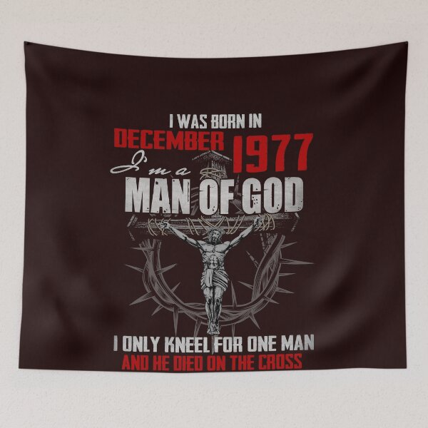 Item preview, 1977_DECEMBER GUY I'M A MAN OF GOD I ONLY KNEEL FOR ONE MAN AND HE ON THE CROSS designed and sold by TheHumbleLemon.