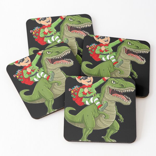 Item preview, Christmas Elf Riding Dinosaur T Rex Boys Kids Funny Xmas designed and sold by Flamingo92.