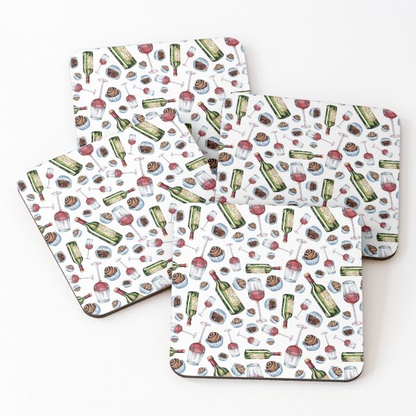 Item preview, Watercolor seamless pattern of wine and sweets designed and sold by ChuckyStore79.