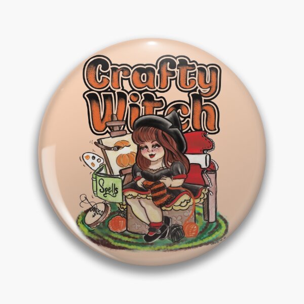 Item preview, Crafty Witch Halloween Crafter Vintage Inspired Illustration designed and sold by Lizzie Wilkinson.