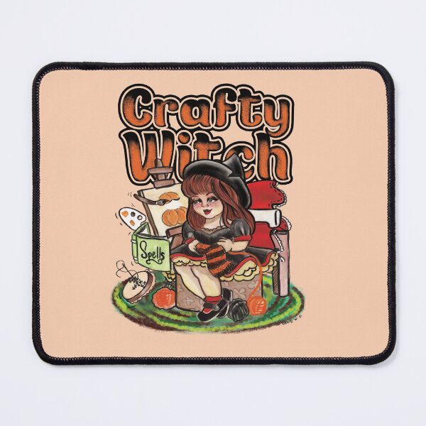 Item preview, Crafty Witch Halloween Crafter Vintage Inspired Illustration designed and sold by Lizzie Wilkinson.