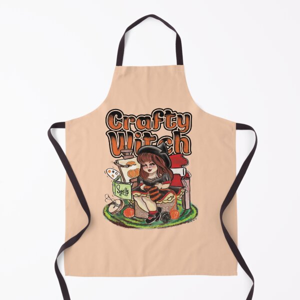 Item preview, Crafty Witch Halloween Crafter Vintage Inspired Illustration designed and sold by Lizzie Wilkinson.