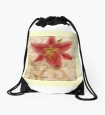 Lily On Beaded Background Drawstring Bag