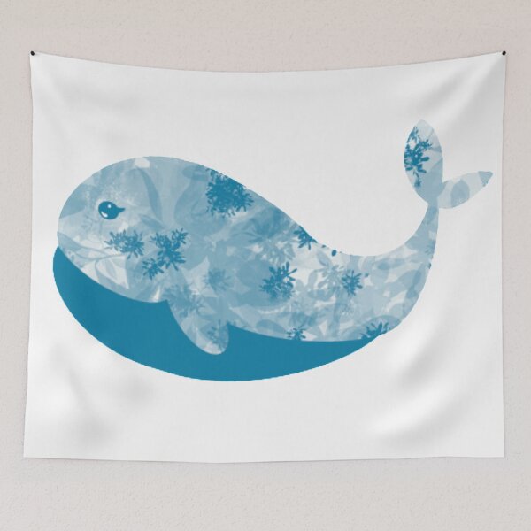 Item preview, Blue Floral Whale designed and sold by HaleynBleu.