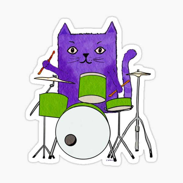 Drummer Kitty Sticker