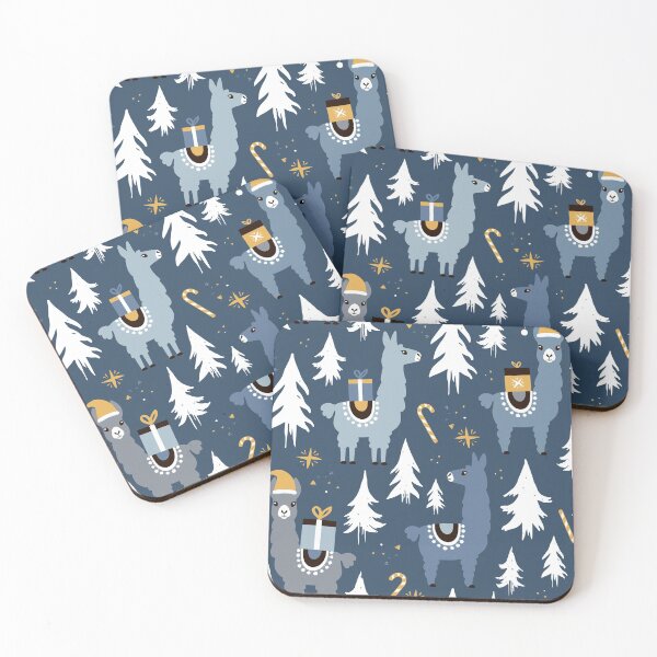 Item preview, Christmas Holiday Llama On Blue designed and sold by LittleFunky79.