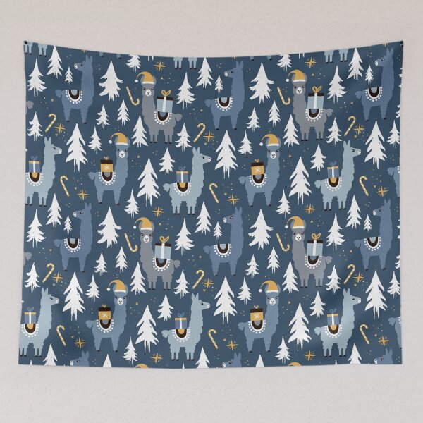 Item preview, Christmas Holiday Llama On Blue designed and sold by LittleFunky79.