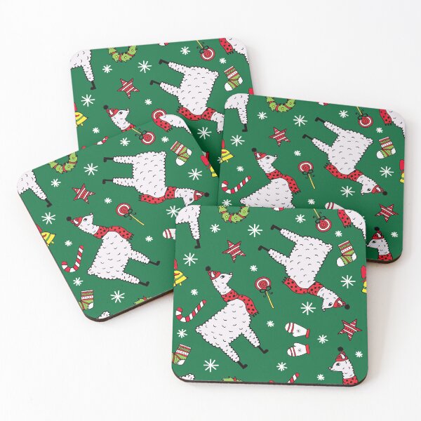 Item preview, Christmas Llama On Green Pattern designed and sold by LittleFunky79.