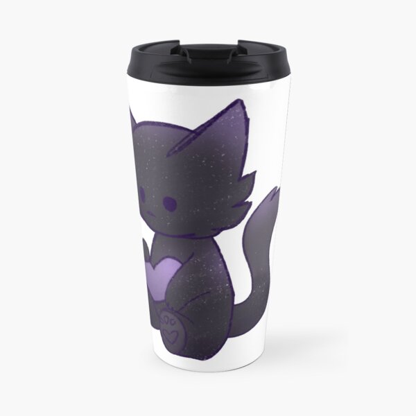 Cat with Purple Heart Travel Mug