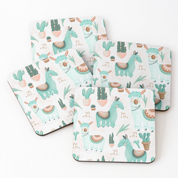 Item preview, Cute Aqua Llama Cactus Pattern designed and sold by LittleFunky79.