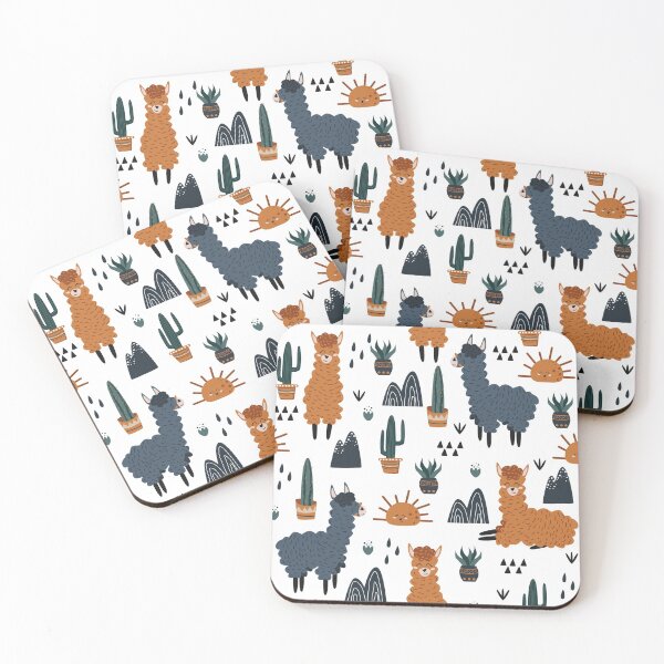 Item preview, Cute Blue Brown Llama Pattern designed and sold by LittleFunky79.