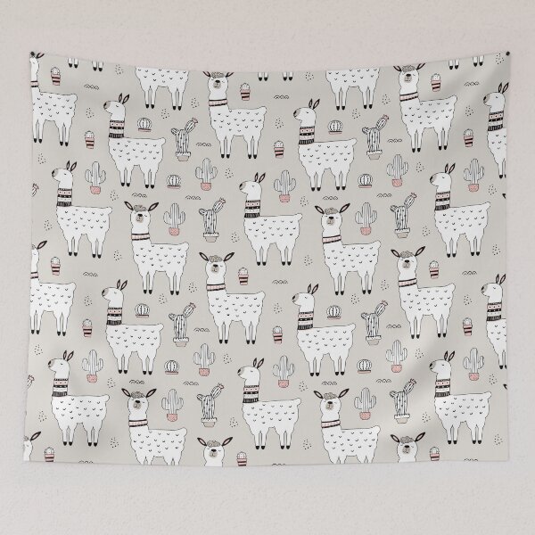 Item preview, Cute Llama Cactus Hand Drawn Pattern designed and sold by LittleFunky79.
