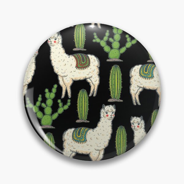Item preview, Cute Llama Cactus On Black Pattern designed and sold by LittleFunky79.