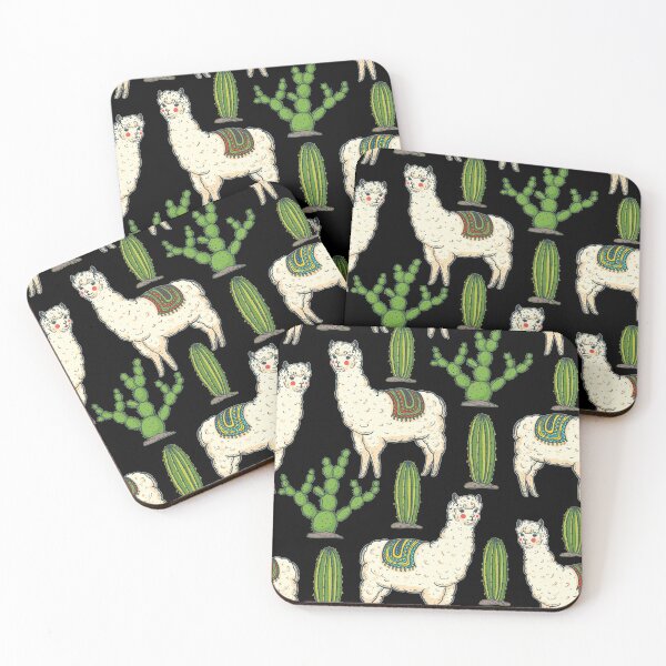 Item preview, Cute Llama Cactus On Black Pattern designed and sold by LittleFunky79.
