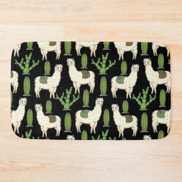 Item preview, Cute Llama Cactus On Black Pattern designed and sold by LittleFunky79.