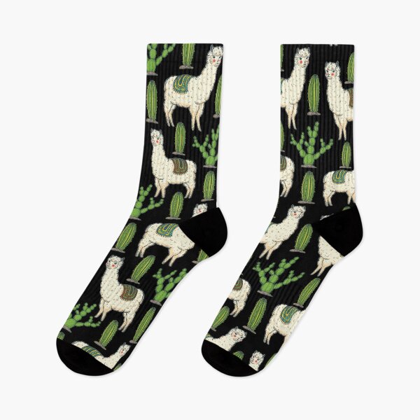 Item preview, Cute Llama Cactus On Black Pattern designed and sold by LittleFunky79.