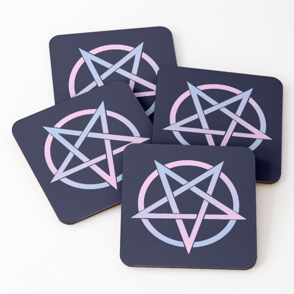 Item preview, Colorful Pentacle Pentagram Pink and Blue designed and sold by AlasAHintStudio.
