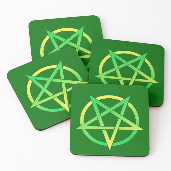 Item preview, Colorful Pentacle Pentagram Green Yellow designed and sold by AlasAHintStudio.