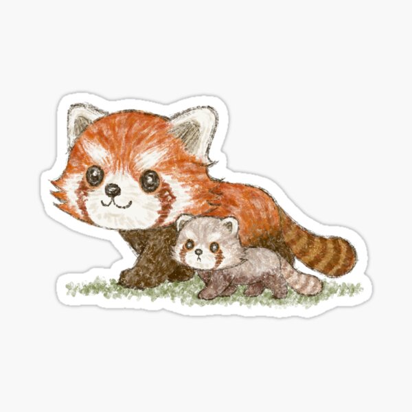 Red Panda Family Walking Sticker For Sale By Sanogawa Redbubble