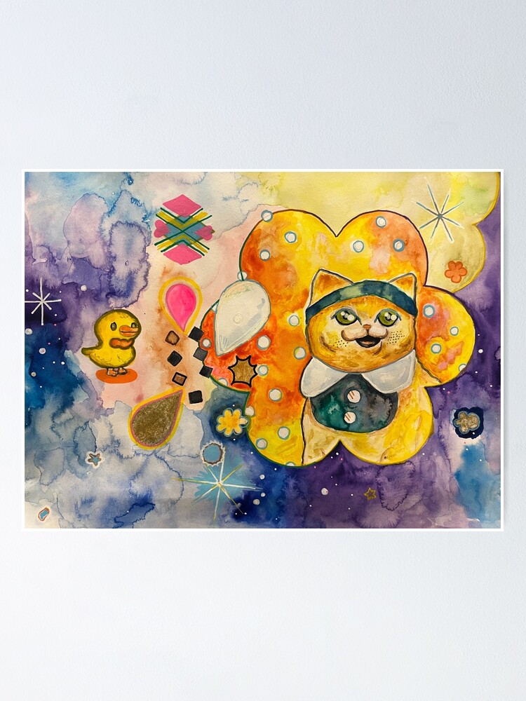 "Sparkle outer space positive meme happy spaced out cat " Poster by