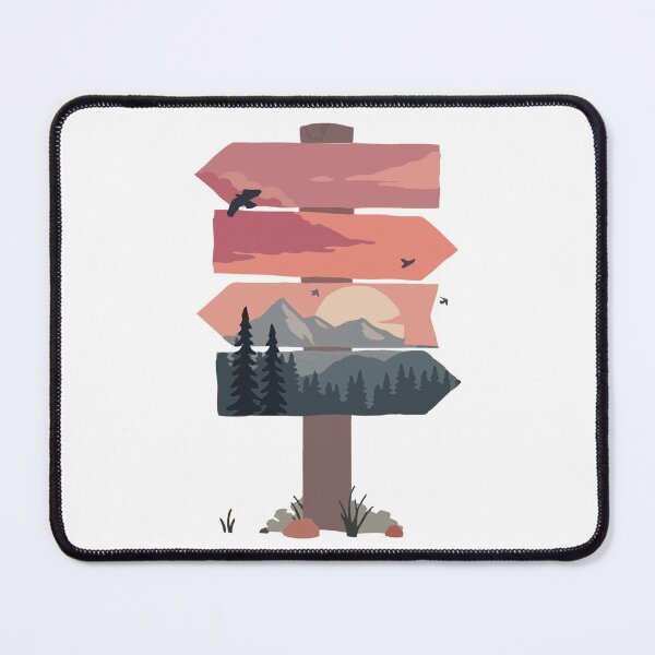 Item preview, Wooden Sign Post With Sunset View Mountains Flying Birds And Forest Painted  designed and sold by AR Studios.