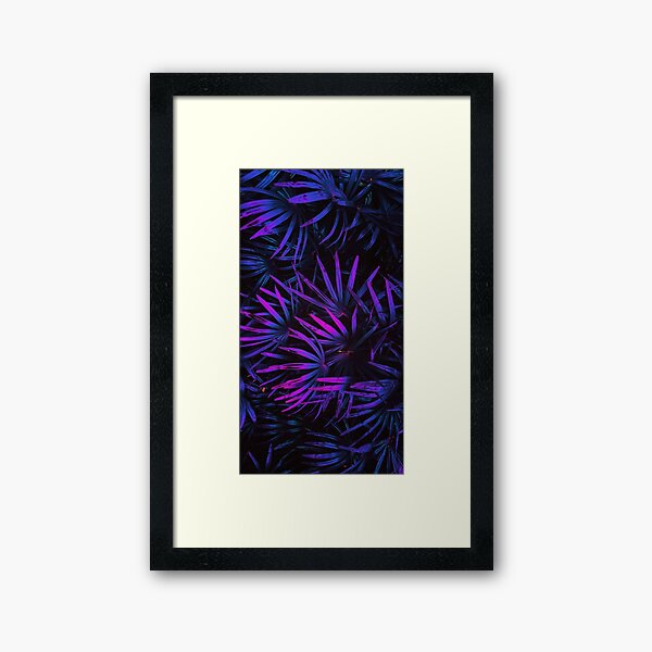 Neon Leaves Framed Art Print