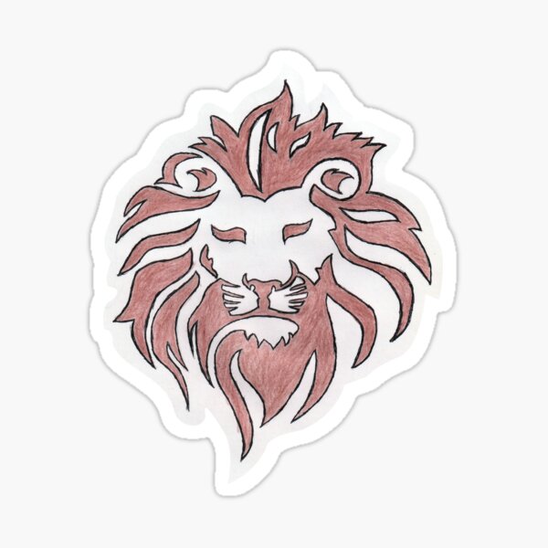 Lion Front Face Color Sketch Sticker