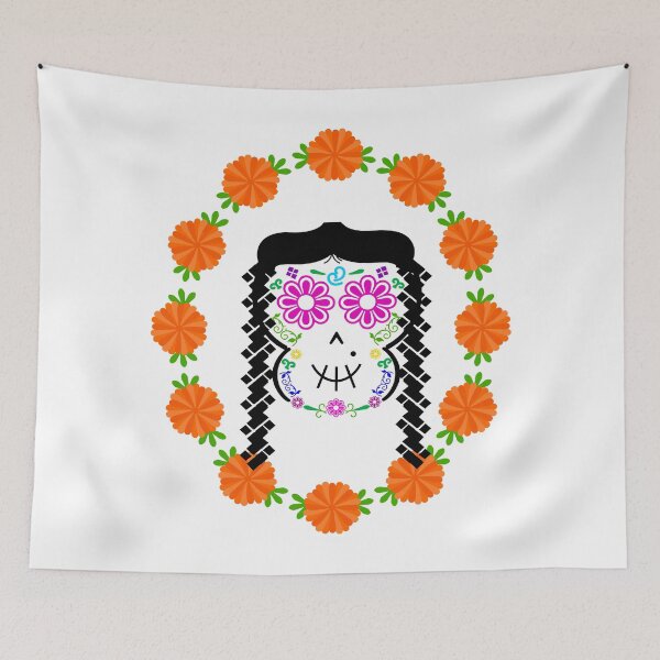 Item preview, Lady with Braids Mexican Calaverita (Skull) designed and sold by mixMixtli.