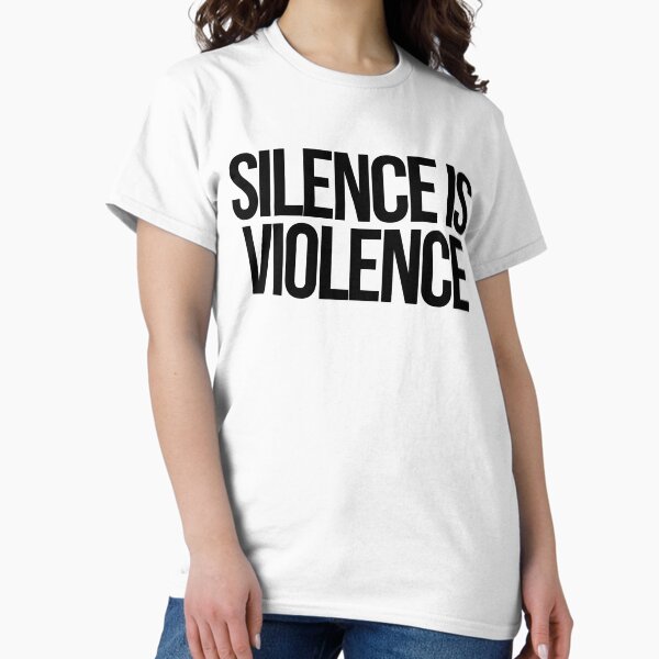 Vista previa del artículo con la obra «El silencio es violencia», diseñado y vendido por Kounter Propos.