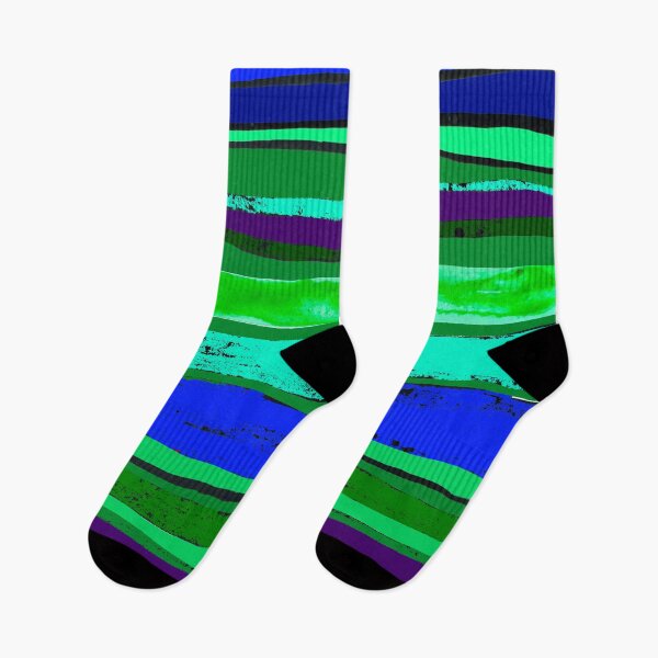 Item preview, Turquoise, green, blue, violet and black painted stripes designed and sold by Lemontreeart63.