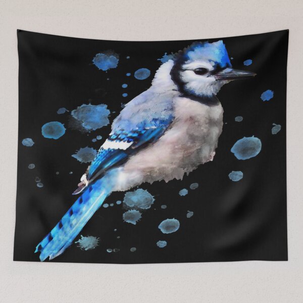 Item preview, Watercolor blue jay bird artistic animal artsy painting designed and sold by be-awesome-.