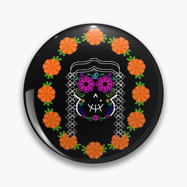 Item preview, Lady with Braids Mexican Calaverita (Skull, DarkBG)  designed and sold by mixMixtli.