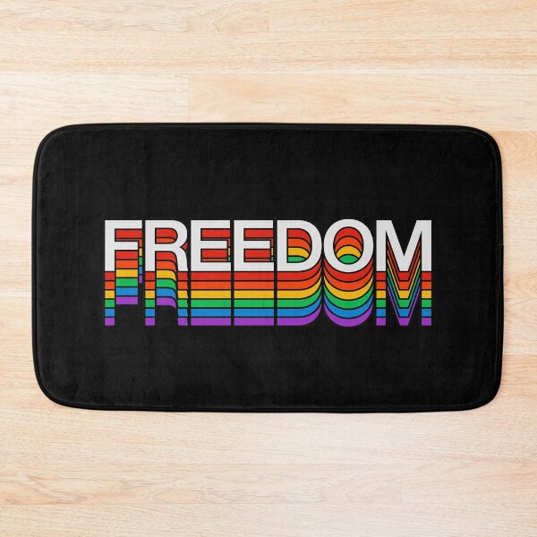 Item preview, freedom rainbow retro aesthetic modern typography designed and sold by Fashionmonger.