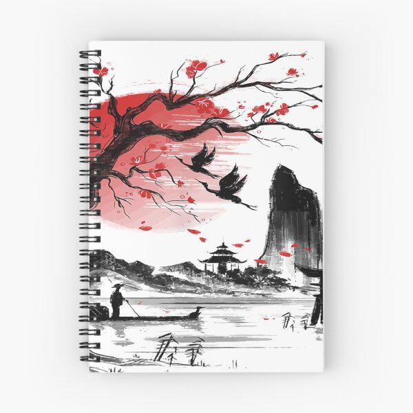 Item preview, Japanese Tree Red Moon With Birds Flying in background designed and sold by be-awesome-.