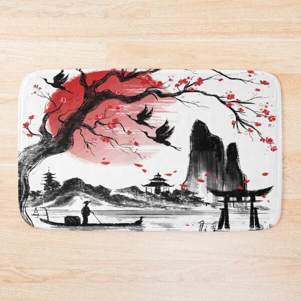 Item preview, Japanese Tree Red Moon With Birds Flying in background designed and sold by be-awesome-.